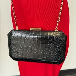 Billini Black Clutch with Gold chain